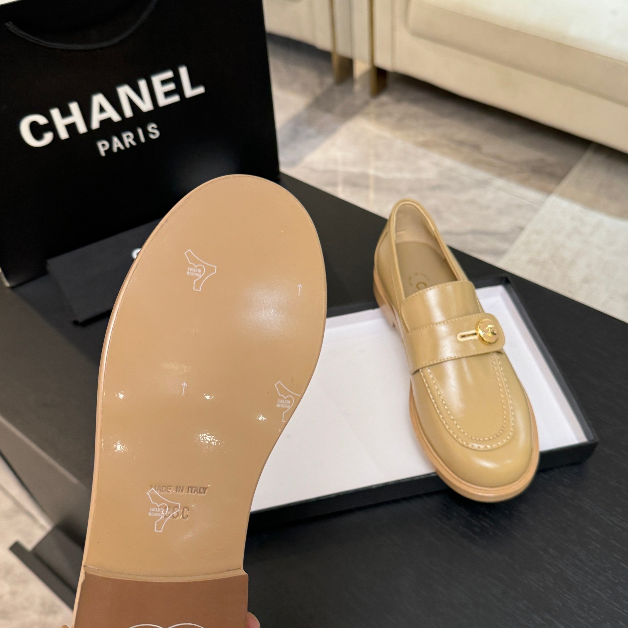CNL Crystal Buckle Loafers