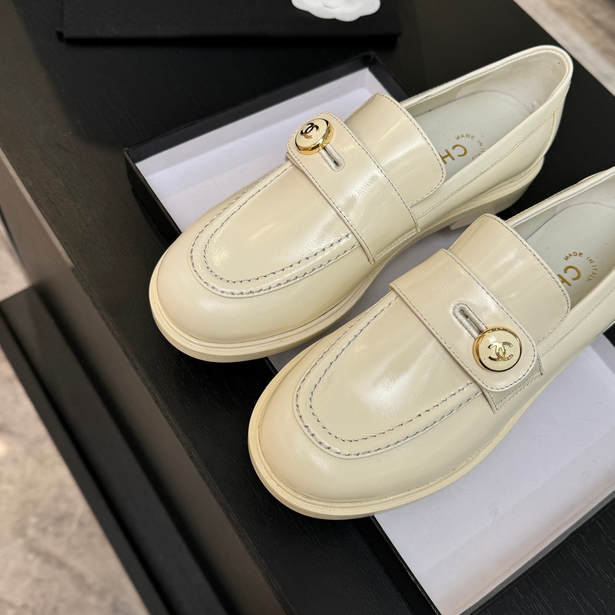 CNL Crystal Buckle Loafers