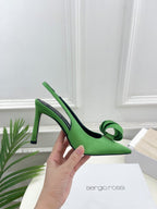 SR Rolled-Flower Toe High-Heeled Silk Sandals