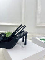 SR Rolled-Flower Toe High-Heeled Silk Sandals