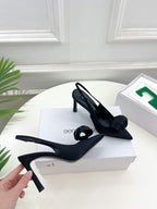 SR Rolled-Flower Toe High-Heeled Silk Sandals