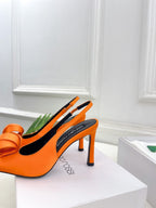 SR Rolled-Flower Toe High-Heeled Silk Sandals