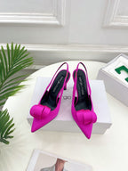 SR Rolled-Flower Toe High-Heeled Silk Sandals