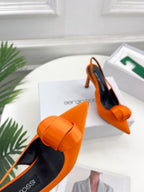 SR Rolled-Flower Toe High-Heeled Silk Sandals