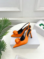 SR Rolled-Flower Toe High-Heeled Silk Sandals