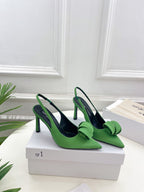 SR Rolled-Flower Toe High-Heeled Silk Sandals