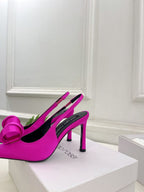 SR Rolled-Flower Toe High-Heeled Silk Sandals