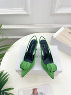 SR Rolled-Flower Toe High-Heeled Silk Sandals