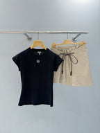 Drawstring Pleated Mini Skirt